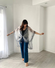 Load image into Gallery viewer, Grey and White Ultra Sheer Kimono