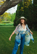 Load image into Gallery viewer, Blue Water Lily Floral Sheer Kimono