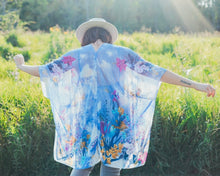 Load image into Gallery viewer, Blue Cloud Floral Floral Sheer Kimono