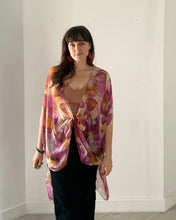 Load image into Gallery viewer, Purple and Orange Leaves Sheer Kimono