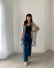 Load image into Gallery viewer, Grey and White Ultra Sheer Kimono