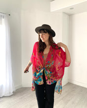 Load image into Gallery viewer, Hot Pink Butterfly Sheer Kimono