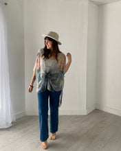 Load image into Gallery viewer, Charcoal and Pale Pink Lotus Sheer Kimono