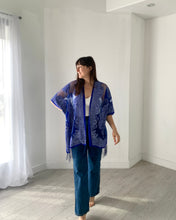Load image into Gallery viewer, Royal Blue Sheer Burnout Kimono