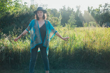 Load image into Gallery viewer, Turquoise Paisley Border Sheer Kimono