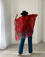 Load image into Gallery viewer, Burgundy Floral Butterfly Kimono