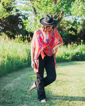 Load image into Gallery viewer, Red and Blue Floral Sheer Kimono