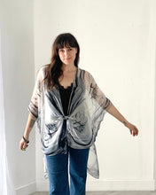 Load image into Gallery viewer, Grey and White Ultra Sheer Kimono