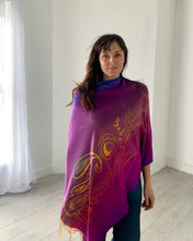 Load image into Gallery viewer, Purple Rainbow Reversible Paisley Pashmina Draped Shawl
