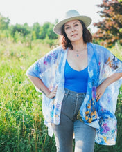 Load image into Gallery viewer, Blue Cloud Floral Floral Sheer Kimono
