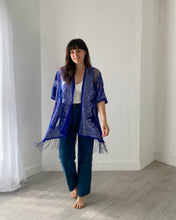Load image into Gallery viewer, Royal Blue Sheer Burnout Kimono