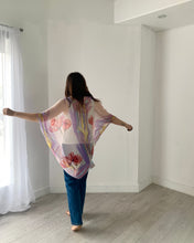 Load image into Gallery viewer, Purple and Pink Floral Ultra Sheer Kimono