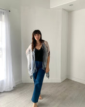 Load image into Gallery viewer, Grey and White Ultra Sheer Kimono