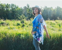 Load image into Gallery viewer, Blue Cloud Floral Floral Sheer Kimono