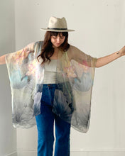 Load image into Gallery viewer, Charcoal and Pale Pink Lotus Sheer Kimono