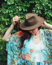 Load image into Gallery viewer, Turquoise Tropical Floral Sheer Kimono