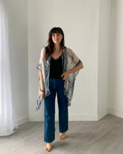 Load image into Gallery viewer, Grey and White Ultra Sheer Kimono