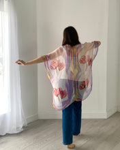 Load image into Gallery viewer, Purple and Pink Floral Ultra Sheer Kimono