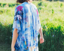 Load image into Gallery viewer, Blue Cloud Floral Floral Sheer Kimono