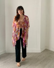 Load image into Gallery viewer, Purple and Orange Leaves Sheer Kimono