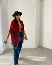 Load image into Gallery viewer, Burgundy Floral Butterfly Kimono