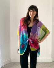 Load image into Gallery viewer, Purple and Yellow Floral Sheer Kimono