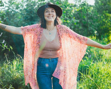 Load image into Gallery viewer, Pink Coral Small Floral Sheer Kimono