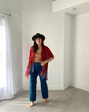 Load image into Gallery viewer, Burgundy Floral Butterfly Kimono