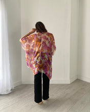 Load image into Gallery viewer, Purple and Orange Leaves Sheer Kimono