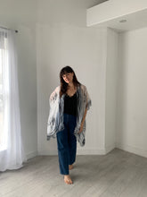 Load image into Gallery viewer, Grey and White Ultra Sheer Kimono