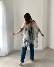 Load image into Gallery viewer, Grey and White Ultra Sheer Kimono