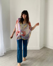 Load image into Gallery viewer, Purple and Pink Floral Ultra Sheer Kimono