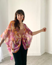 Load image into Gallery viewer, Purple and Orange Leaves Sheer Kimono