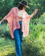 Load image into Gallery viewer, Pink Coral Small Floral Sheer Kimono