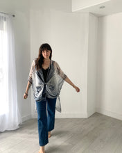 Load image into Gallery viewer, Grey and White Ultra Sheer Kimono