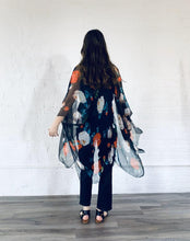 Load image into Gallery viewer, Black and Red Rose Sheer Kimono