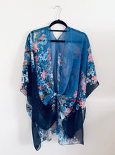 Load image into Gallery viewer, Two Tone Blue Floral Sheer Kimono