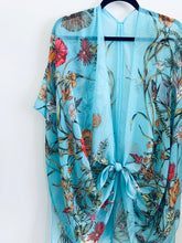 Load image into Gallery viewer, Bright Blue Floral Sheer Kimono