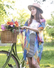 Load image into Gallery viewer, Blue Abstract Floral Sheer Kimono
