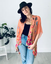 Load image into Gallery viewer, Coral Floral Sheer Kimono