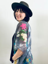 Load image into Gallery viewer, Grey Floral Sheer Kimono