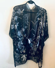 Load image into Gallery viewer, Large Floral Black and White Sheer Kimono