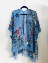 Load image into Gallery viewer, Dusty Blue Floral Sheer Kimono
