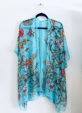 Load image into Gallery viewer, Bright Blue Floral Sheer Kimono
