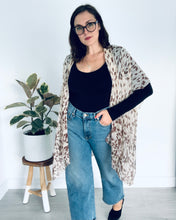 Load image into Gallery viewer, Cream and Brown Leaves Sheer Kimono