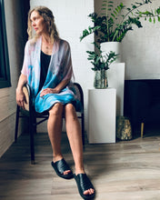 Load image into Gallery viewer, Lavender and Turquoise Abstract Floral Sheer Kimono
