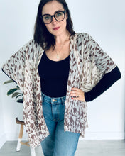 Load image into Gallery viewer, Cream and Brown Leaves Sheer Kimono