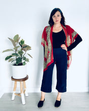 Load image into Gallery viewer, Red Paisley Border Sheer Kimono