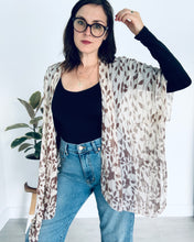 Load image into Gallery viewer, Cream and Brown Leaves Sheer Kimono