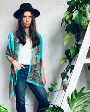 Load image into Gallery viewer, Turquoise Filigree Sheer Kimono